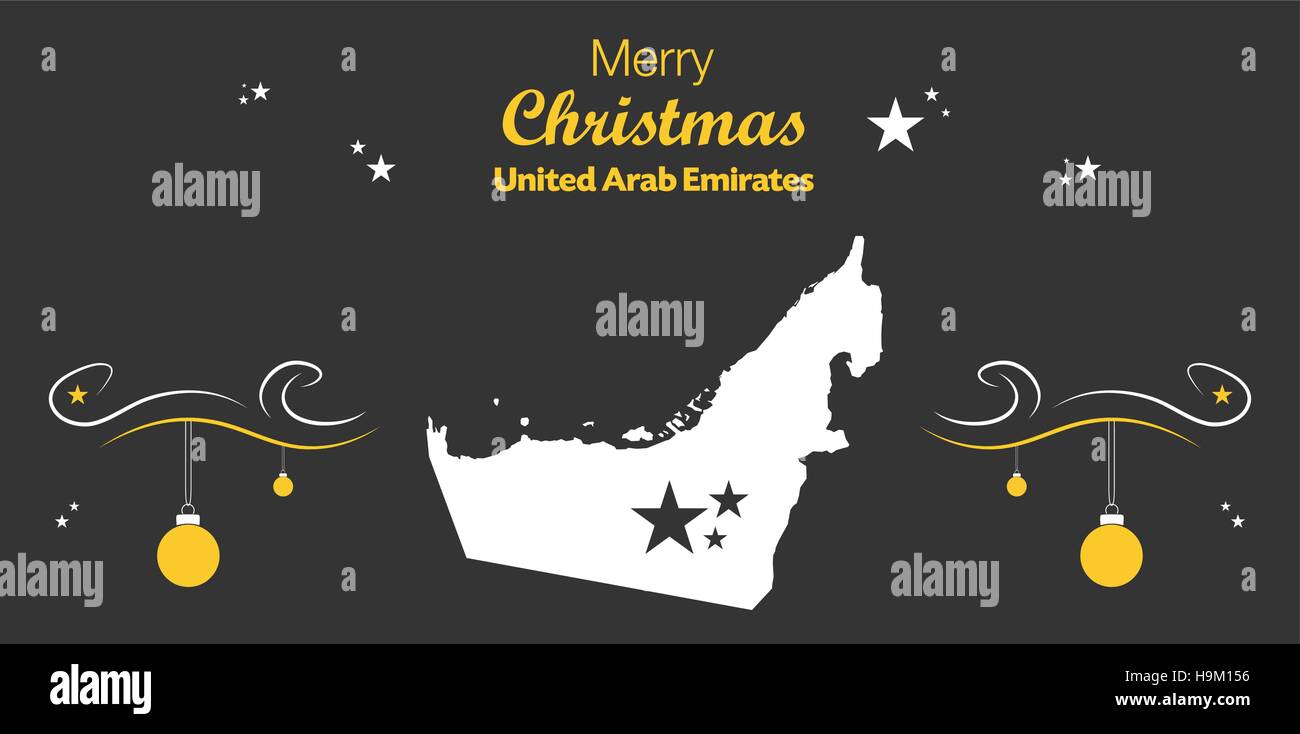 Merry Christmas illustration theme with map of United Arab Emirates Stock Vector