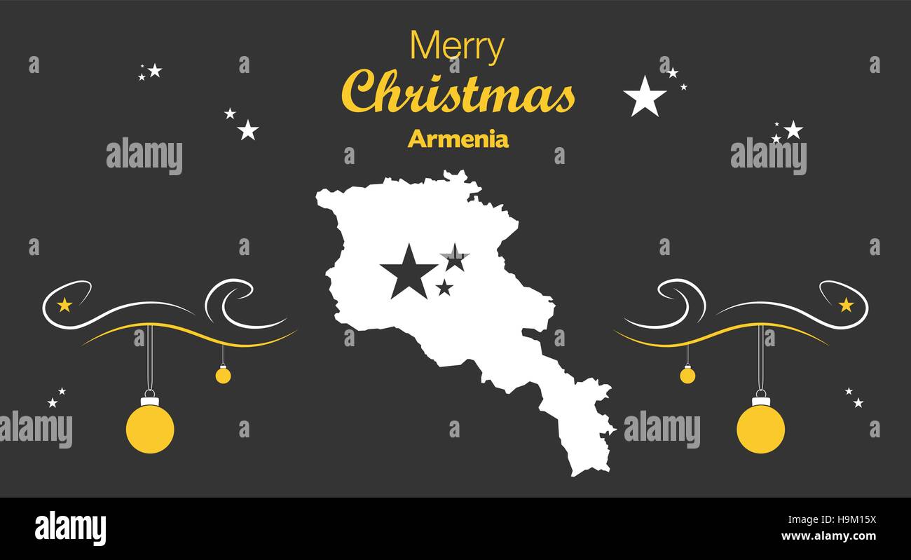 Merry Christmas illustration theme with map of Armenia Stock Vector