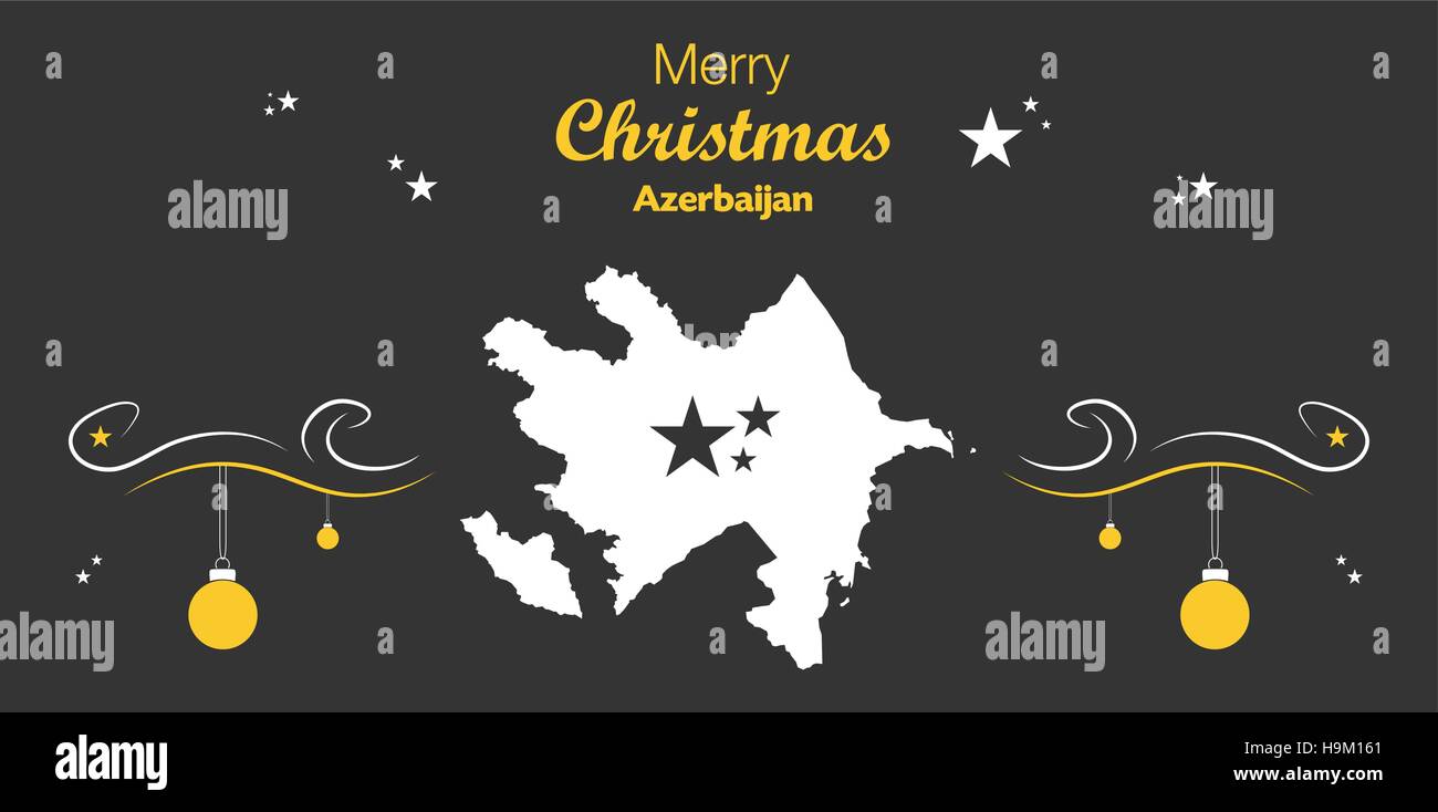 Merry Christmas illustration theme with map of Azerbaijan Stock Vector