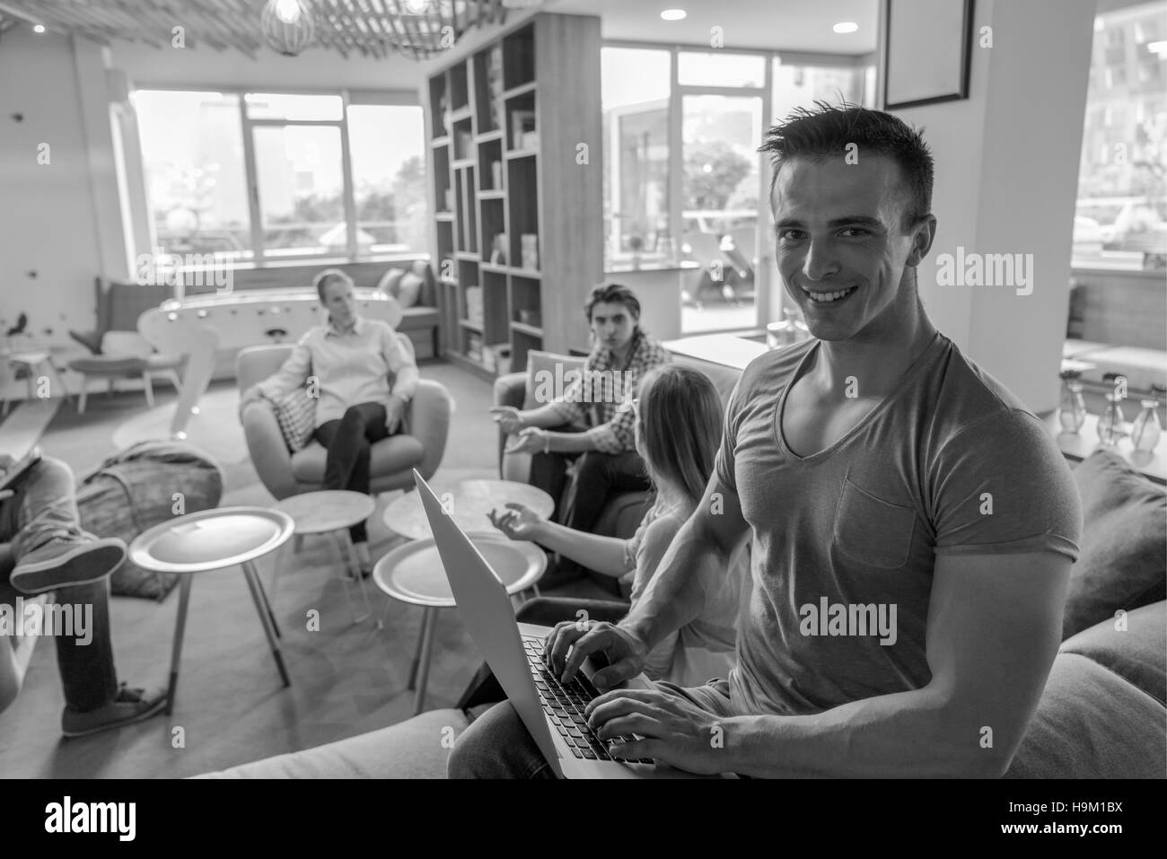 Desktop start Black and White Stock Photos & Images - Alamy