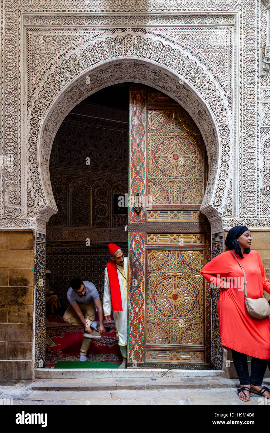 Moroccan People Leaving A Mosque After Prayers, The Medina (Fez el Bali