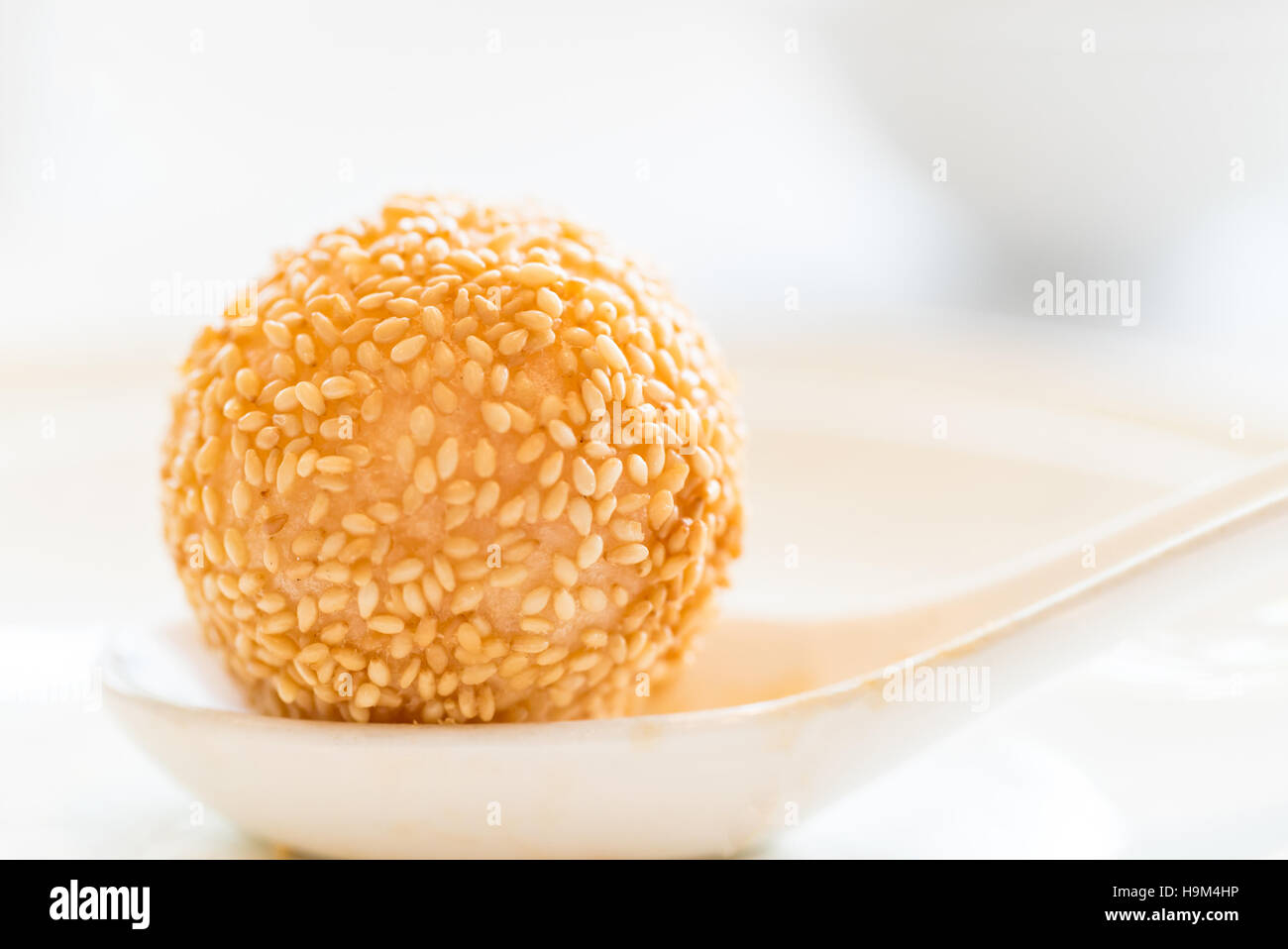 Chinese dim sum Fried sesame balls stuff with custard lava Chinese