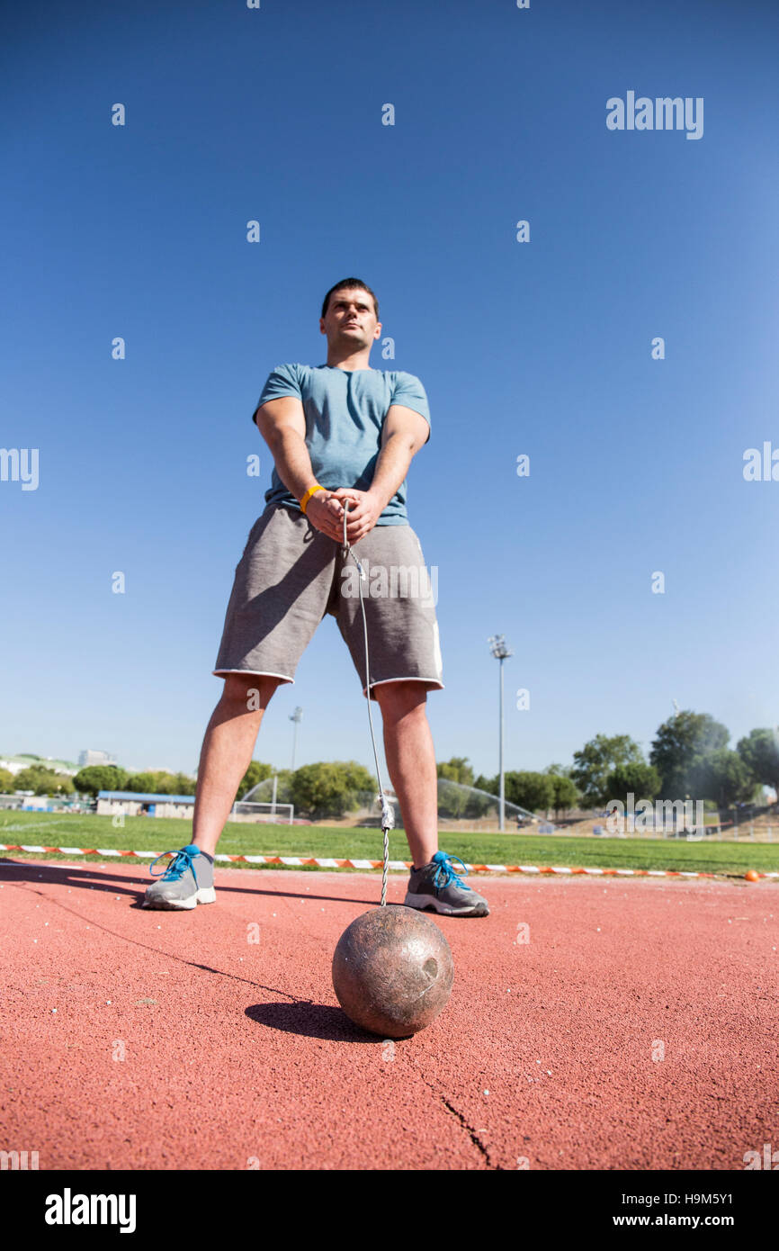 Athlete preparing for hammer throw Stock Photo Alamy