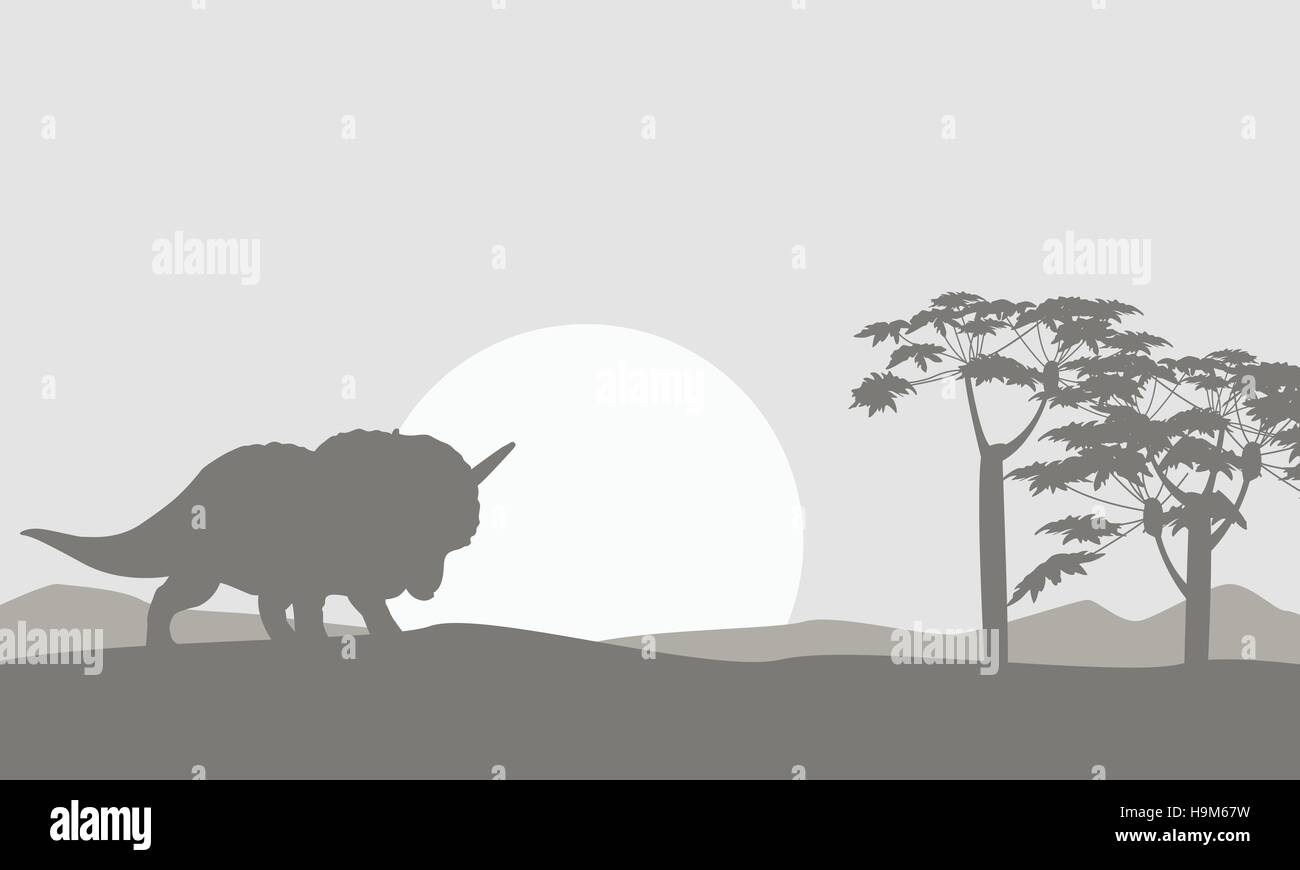 Silhouette of one triceratops scenery Stock Vector Image & Art - Alamy
