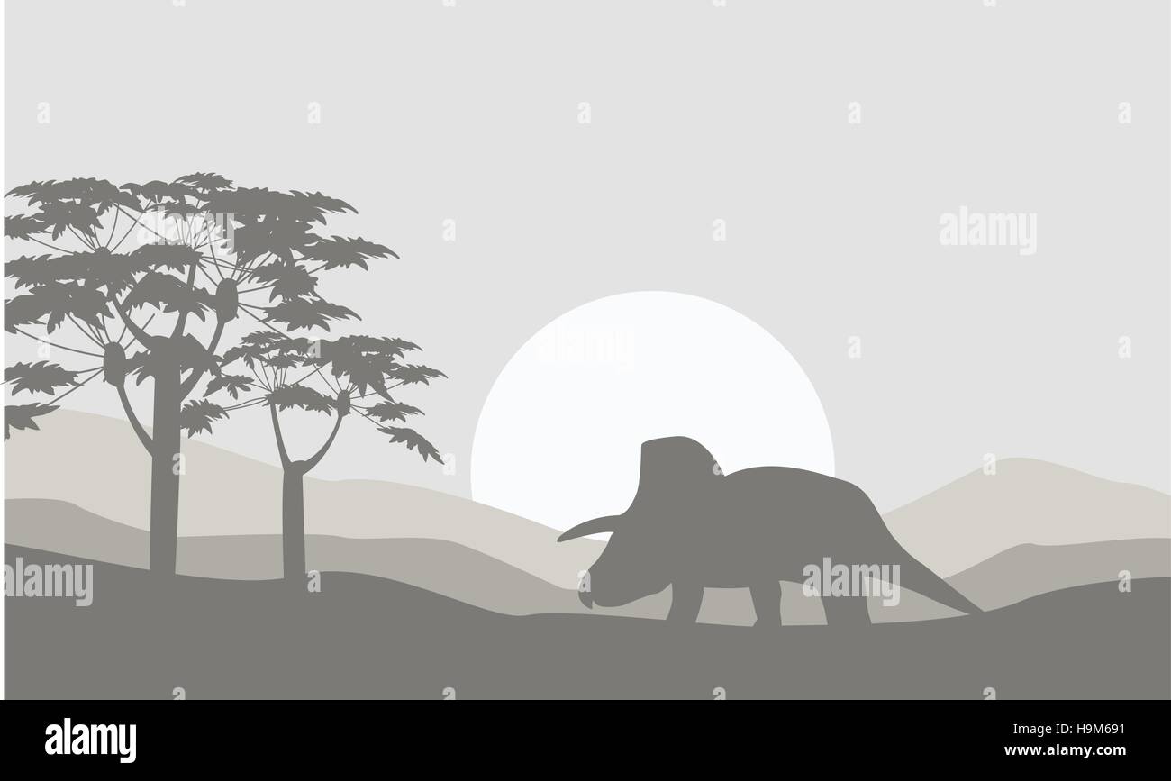 Silhouette of triceratops with fog scenery Stock Vector Image & Art - Alamy