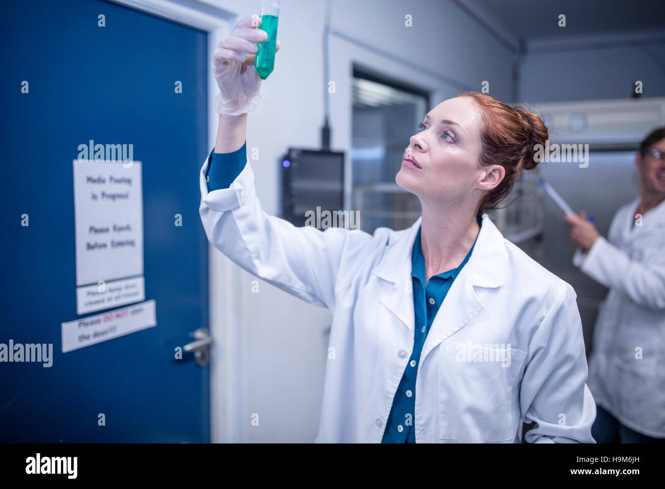 Woman holding test tube in laboratory Stock Photo - Alamy