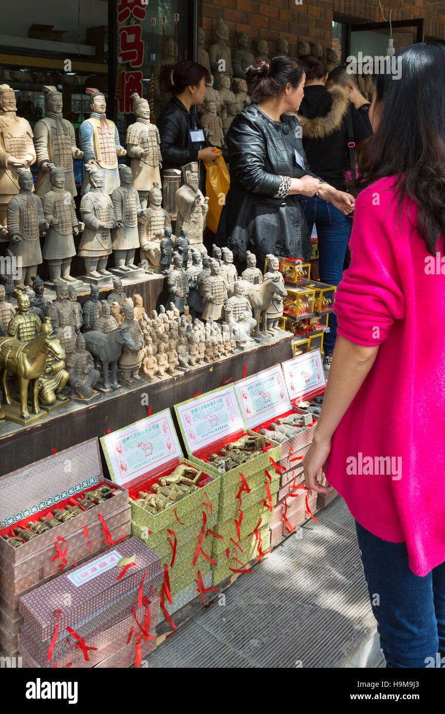 Souvenir shop, Museum of Qin TerraCotta Warriors, Xian, China Stock