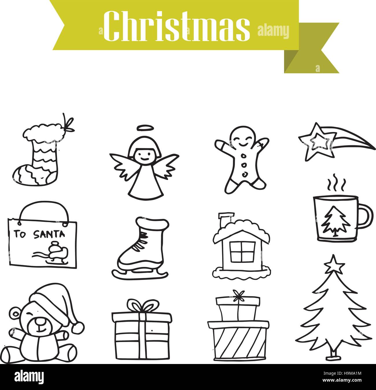 Merry Christmas set element vector art illustration Stock Vector Image ...