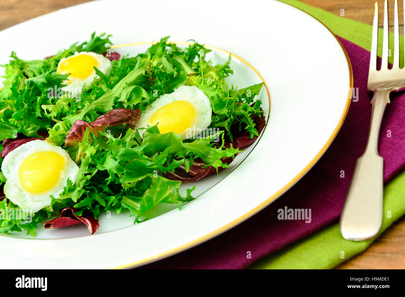 Salad Mix Batavian, Frise, Radicchio, Chicory, Dietary Mel Stock Photo