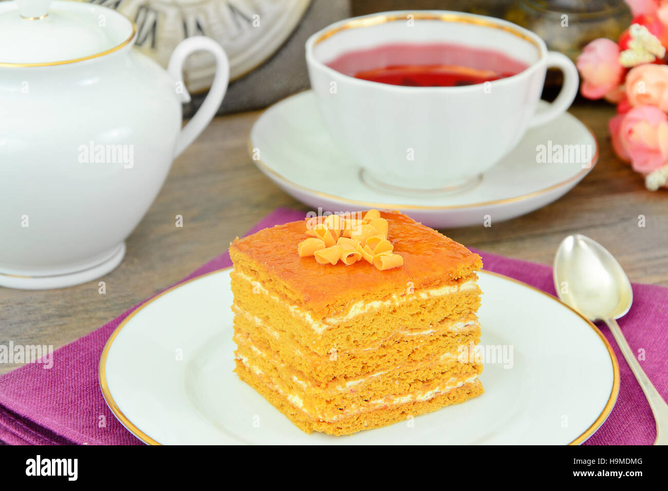 Cake with Condensed Milk, Nuts and Honey. Studio Photo Stock Photo Alamy