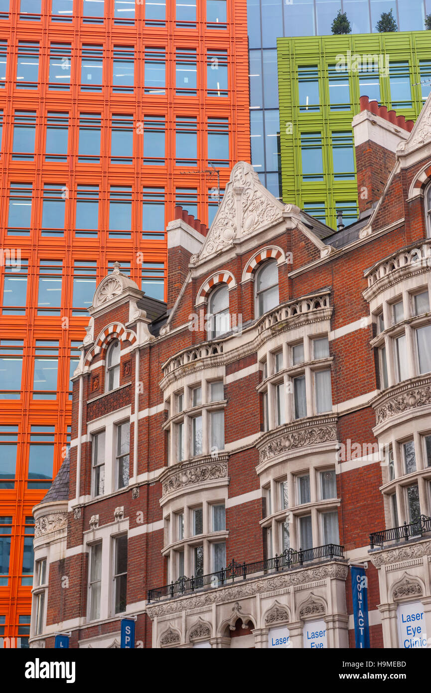 The Google building behind older office buildings in holborn London Stock Photo