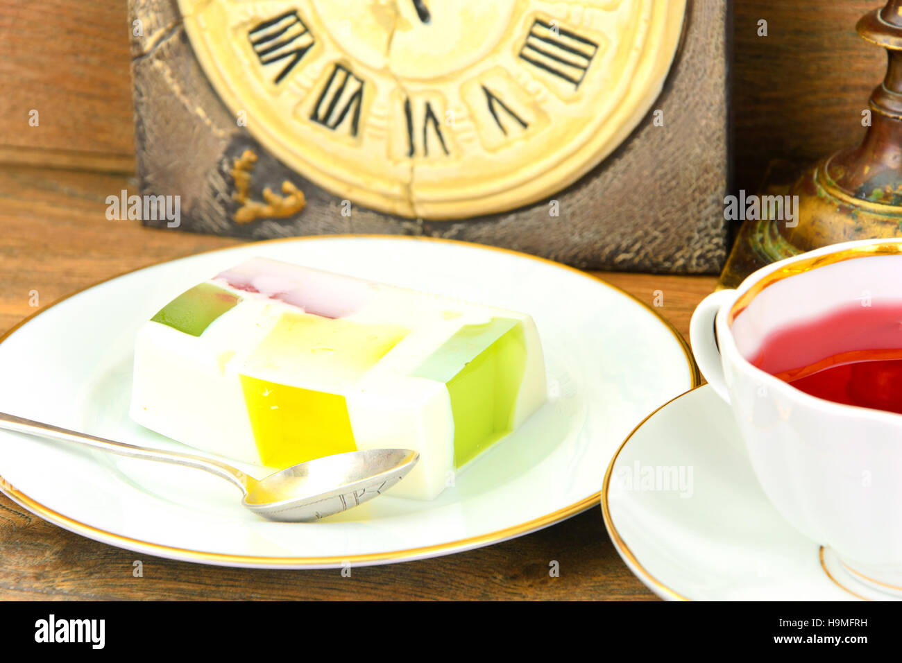 Diet Dessert Fruit Jelly, Gelatin and Tea Stock Photo Alamy