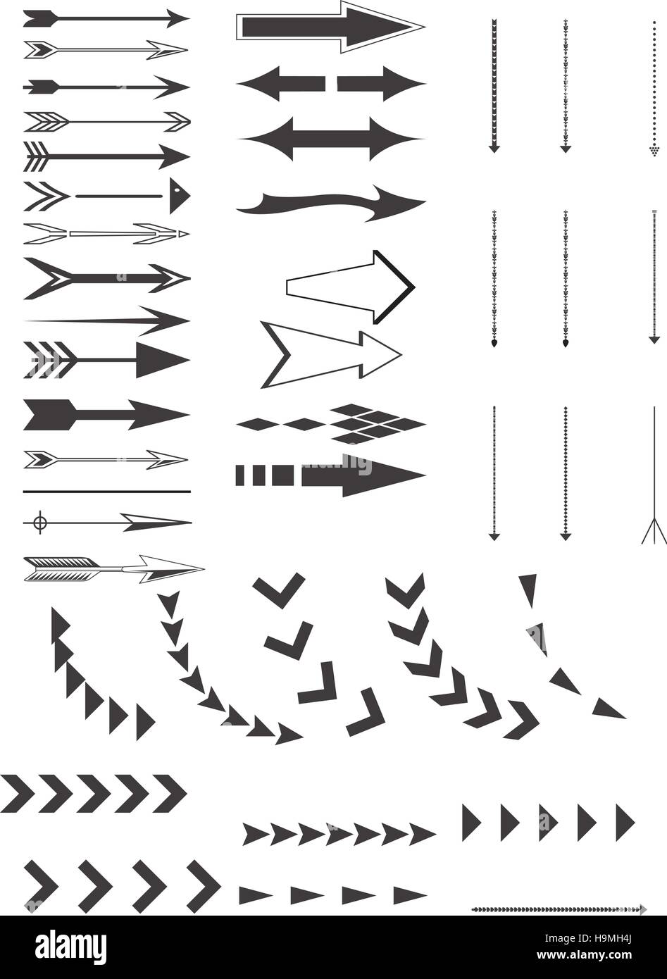 Set of black arrows Stock Vector