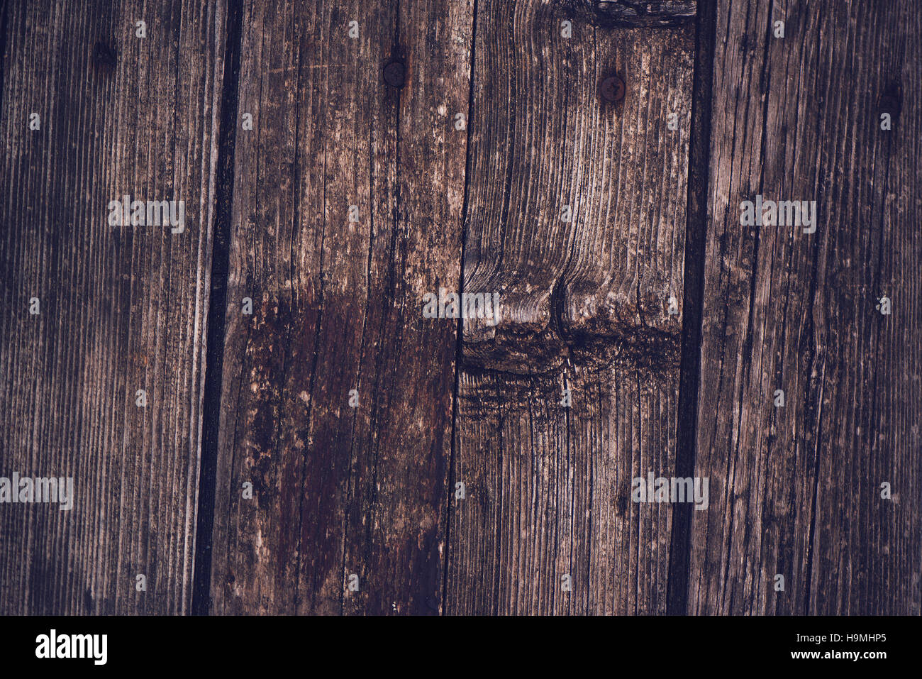 Rustic weathered wooden flooring surface texture Stock Photo