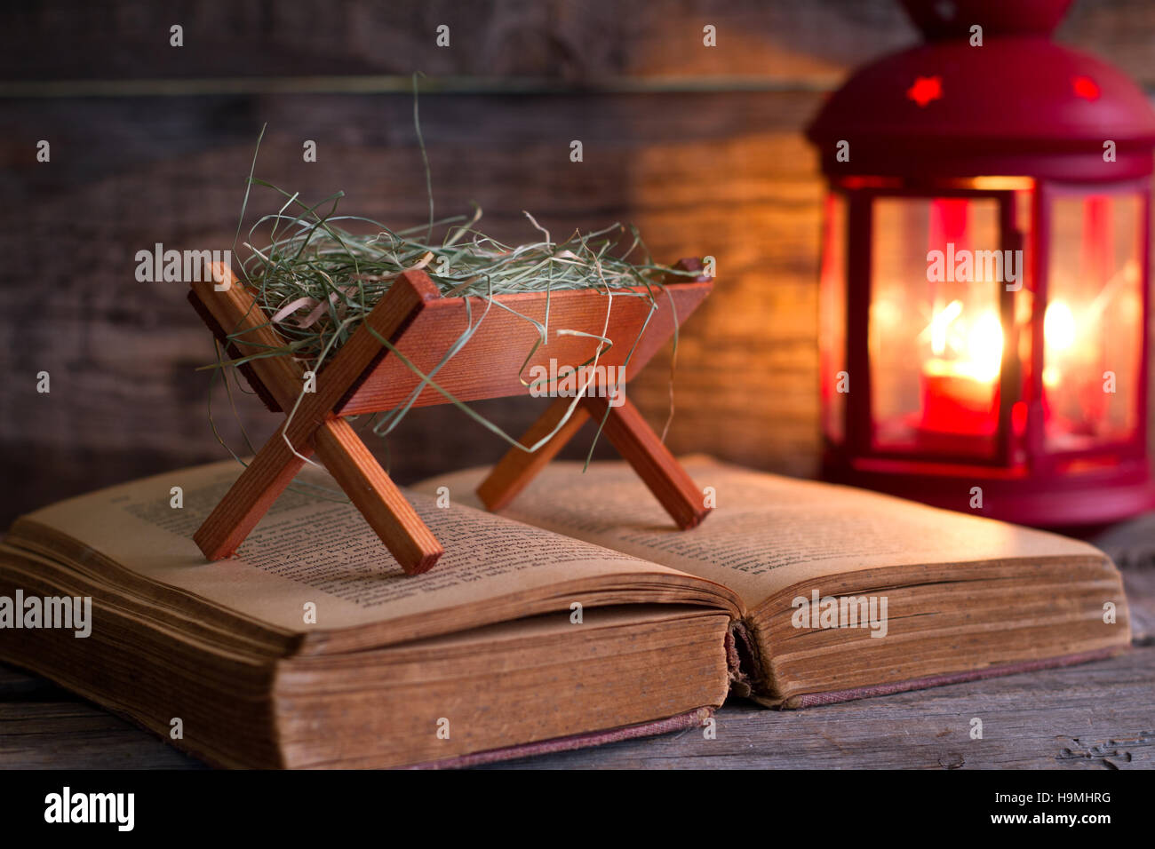 Birth of Jesus with manger on the bible abstract christmas symbol nativity scene Stock Photo Alamy