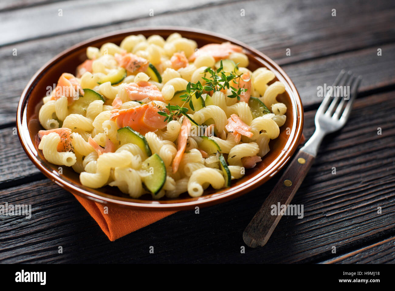 Creamy salmon pasta hires stock photography and images Alamy