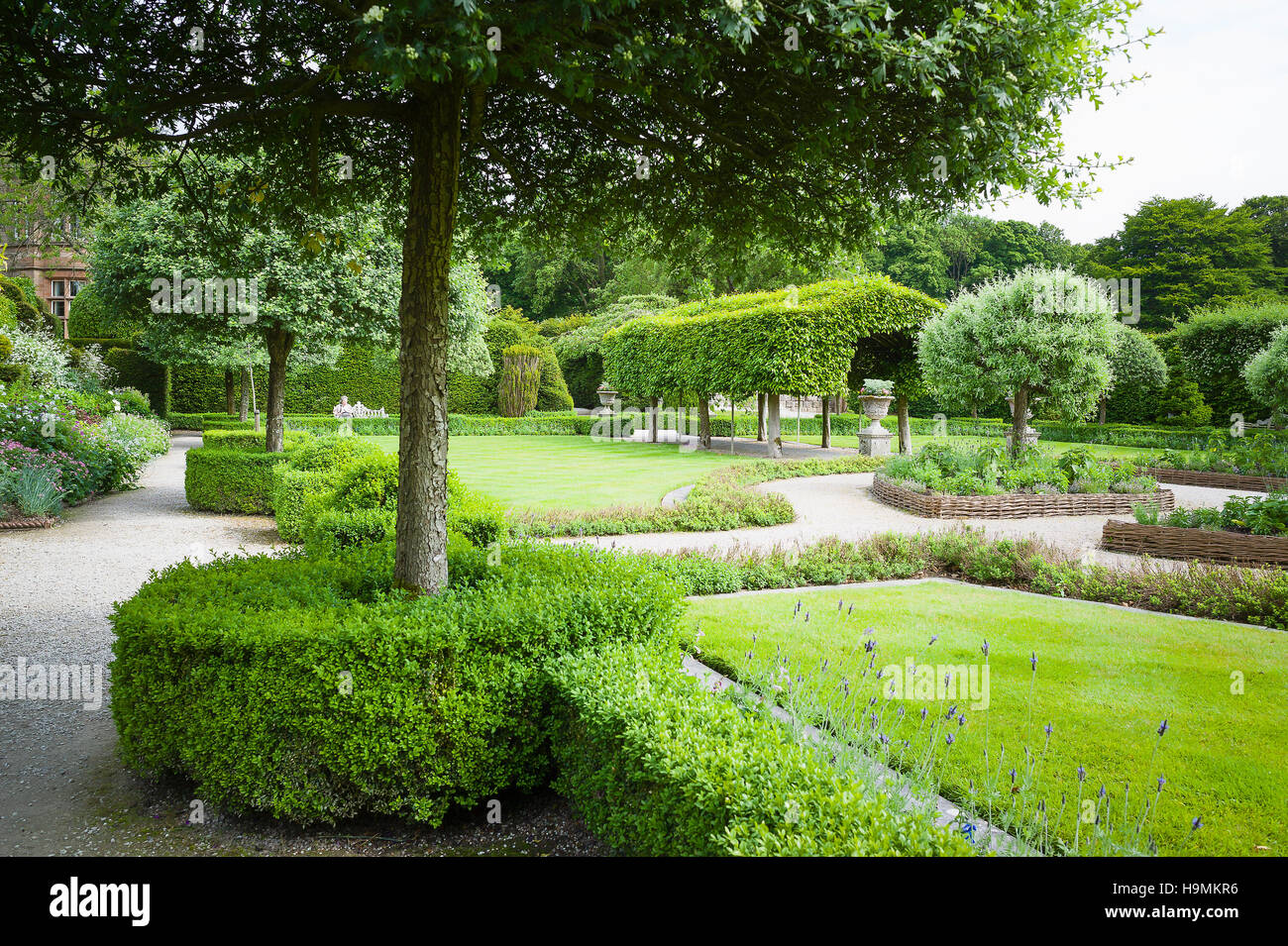 A garden landscape at Holker Hall in Cumbria UK Stock Photo