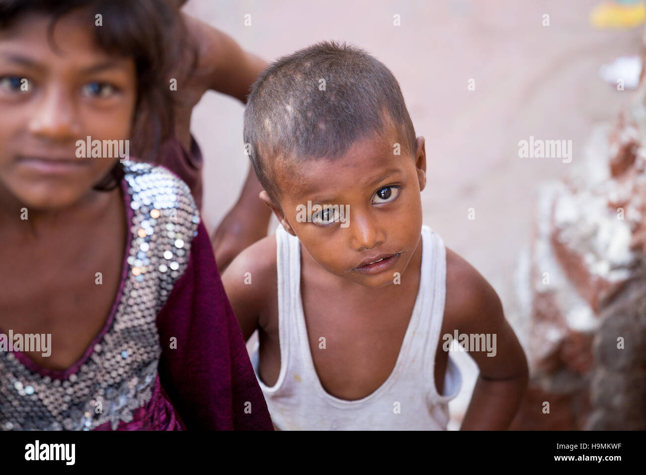 Homeless children in Old Delhi, India Stock Photo
