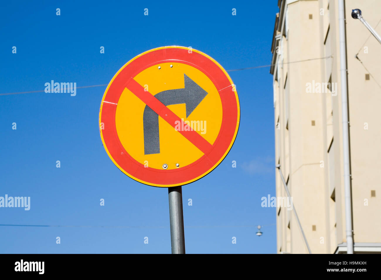 no right turn traffic sign, Finland Stock Photo
