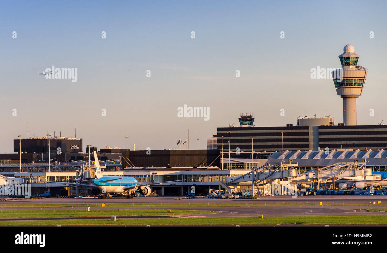 Amsterdam Airport Schiphol is the main international airport of the Netherlands and one of the biggest in Europe Stock Photo
