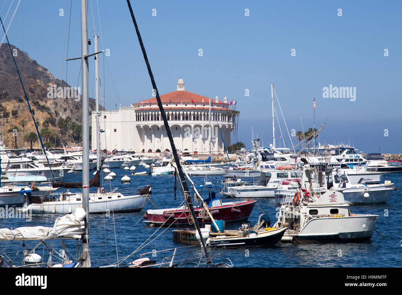 Avalon Bay and Avalon Casino, Catalina Island, California Stock Photo