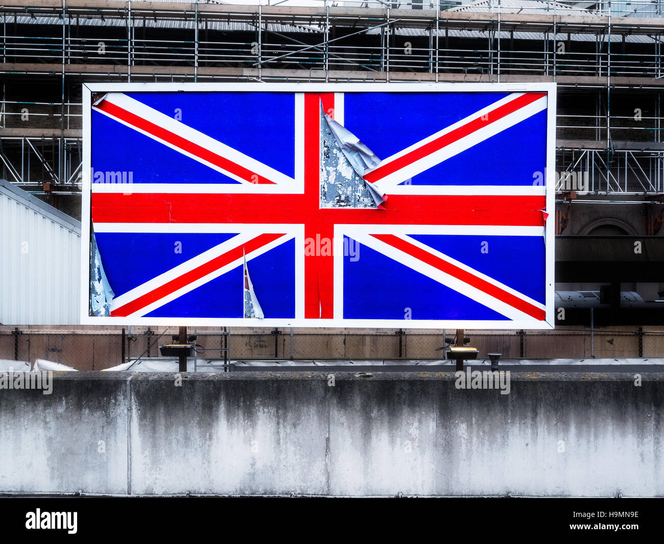 Poster of Union Jack at London Bridge Station, Stock Photo