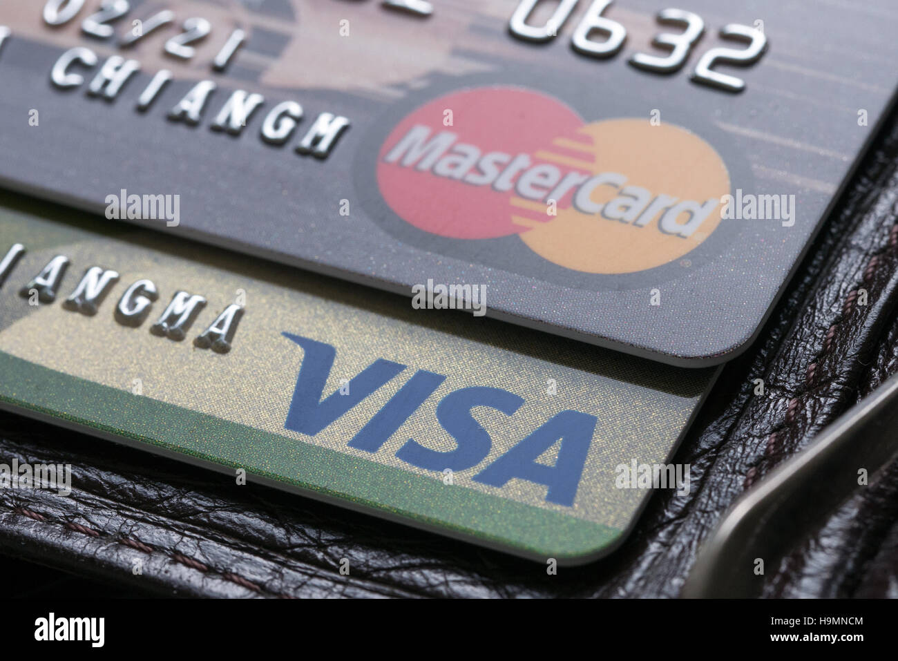 Bangkok, Thailand 25 feb 2016, close up of credit cards Stock Photo