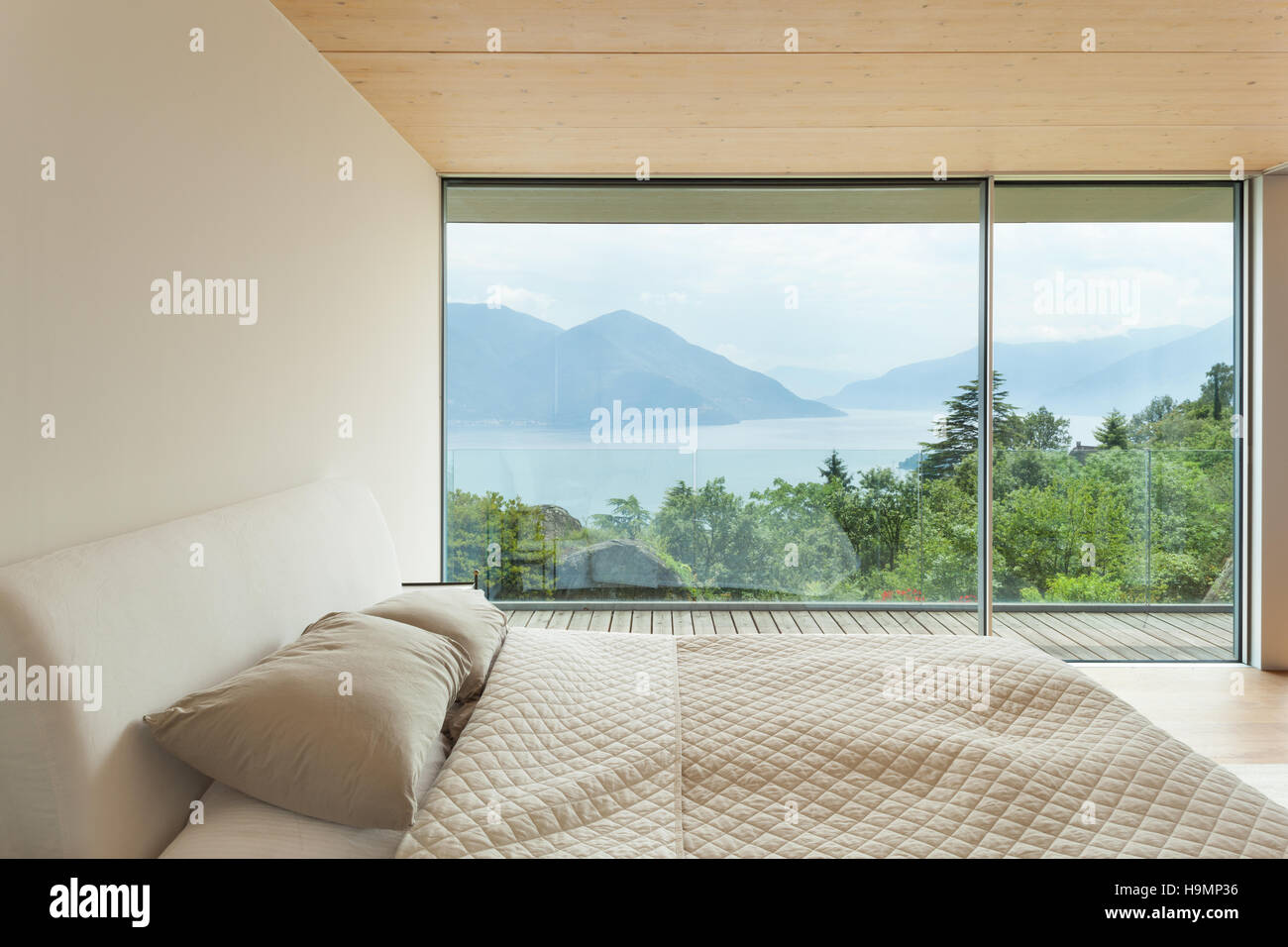 mountain house, modern architecture, interior, bedroom Stock Photo - Alamy