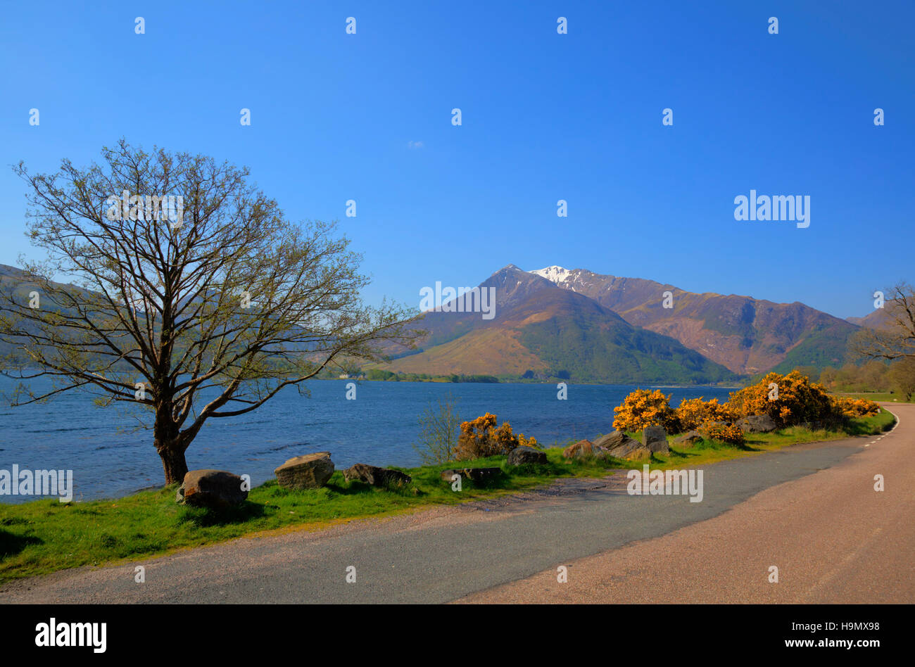 Loch Leven Lochaber Geopark Scotland uk view to Glen coe in Scottish