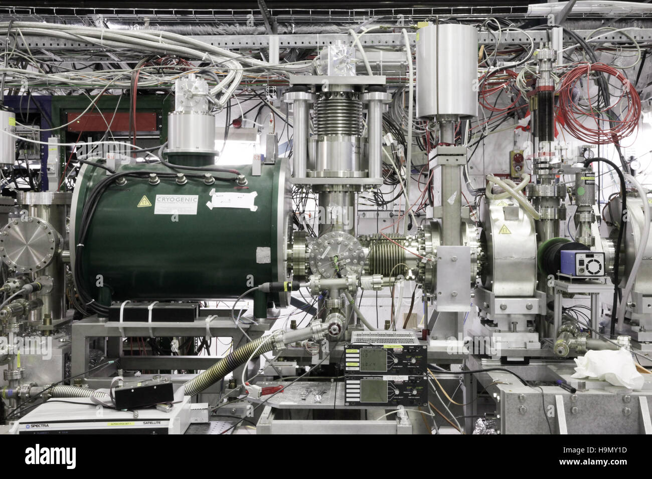 Experiments at the Antiproton Decelerator (AD) hall at CERN,  the European Organization for Nuclear Research, near Geneva, Switzerland. Stock Photo