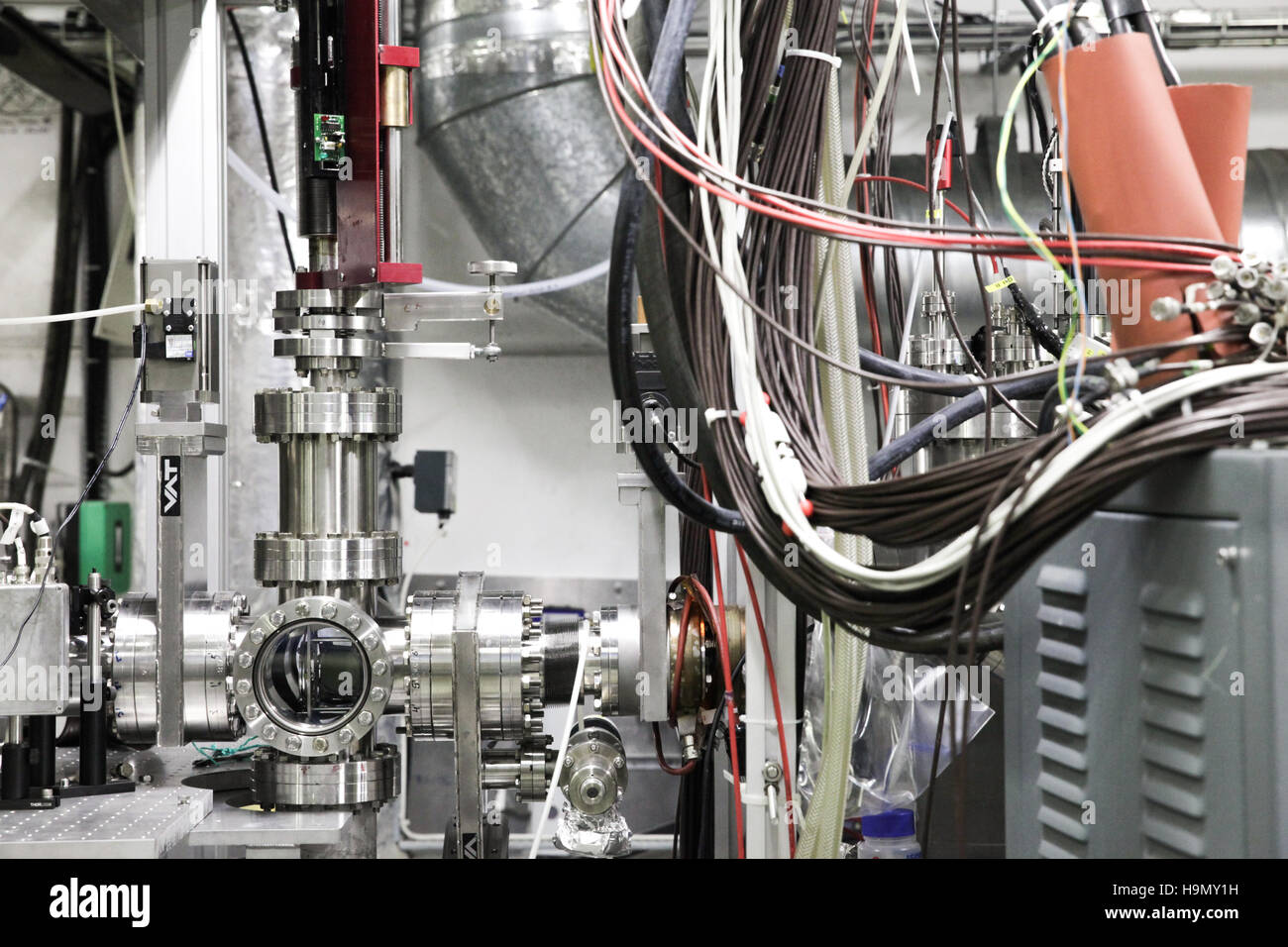 Experiments at the Antiproton Decelerator (AD) hall at CERN,  the European Organization for Nuclear Research, near Geneva, Switzerland. Stock Photo