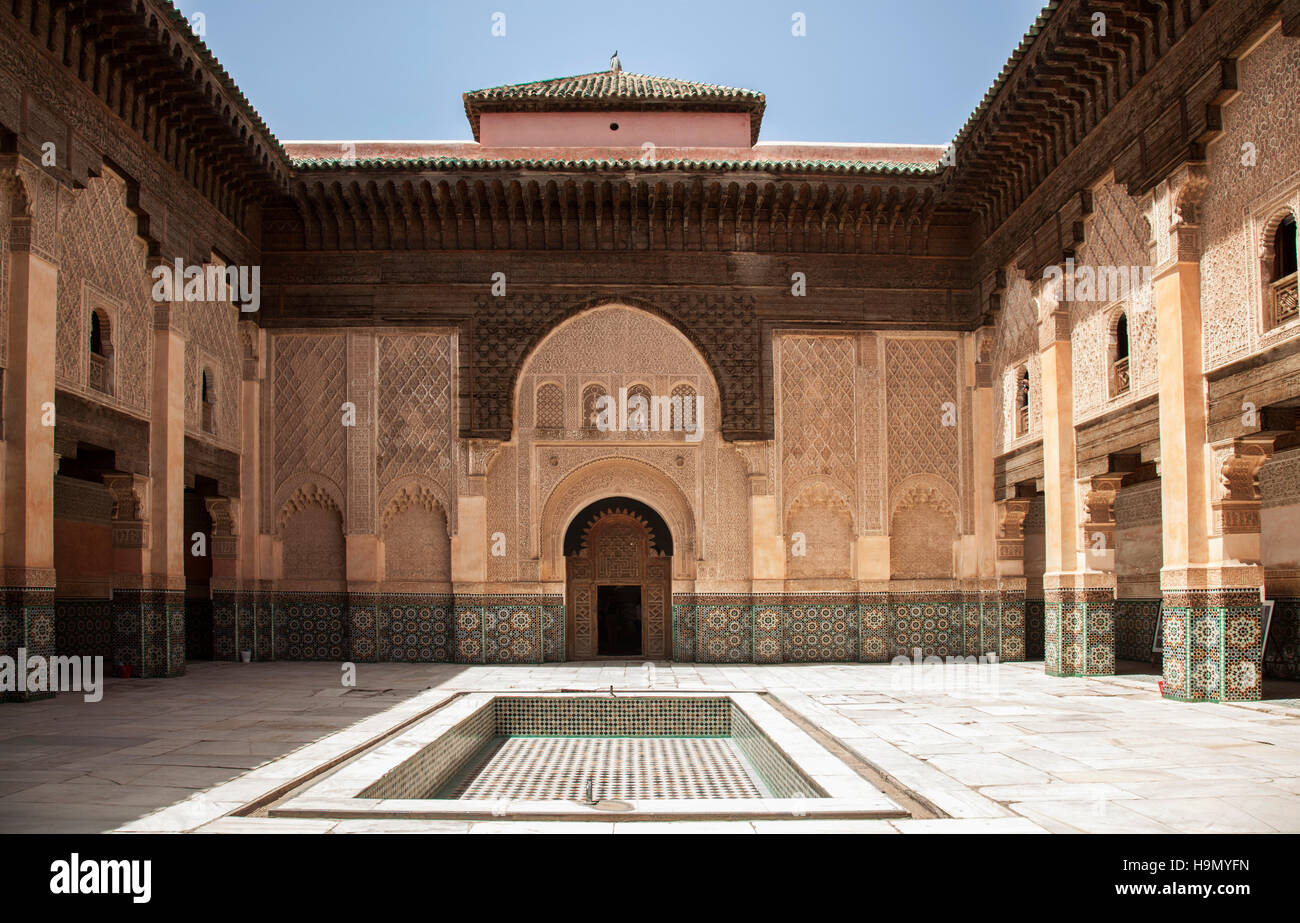 Courtyard of the Medersa Ben Youssef Marrakesh Stock Photo