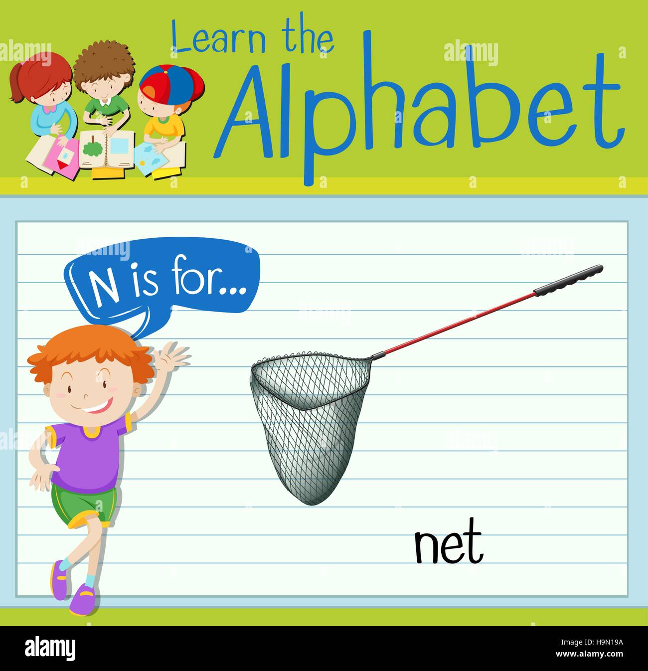 Flashcard Letter N Is For Net Illustration Stock Vector Image Art Alamy