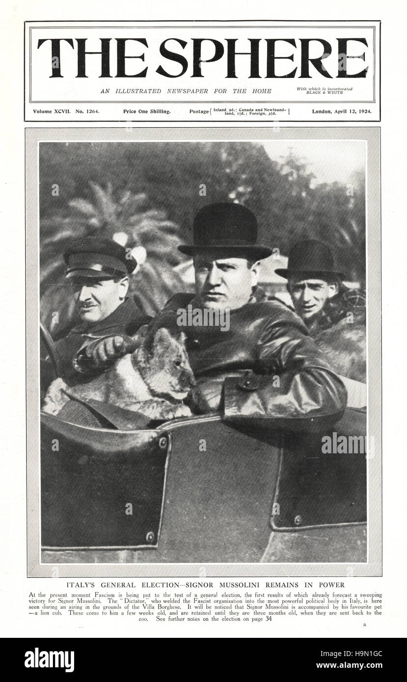 1924 The Sphere front page Benito Mussolini Stock Photo