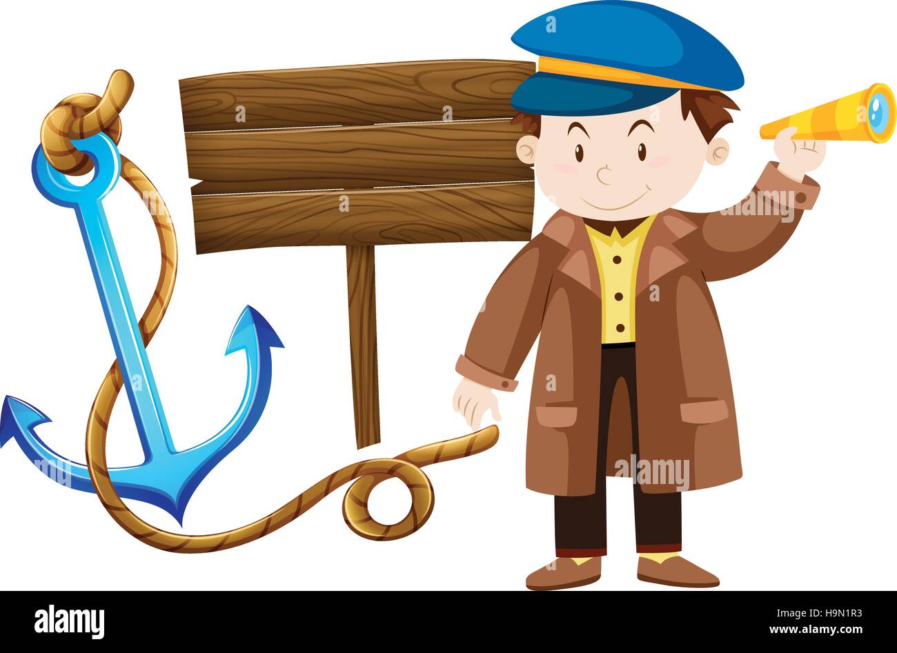 Ship captain and anchor illustration Stock Vector Image & Art - Alamy