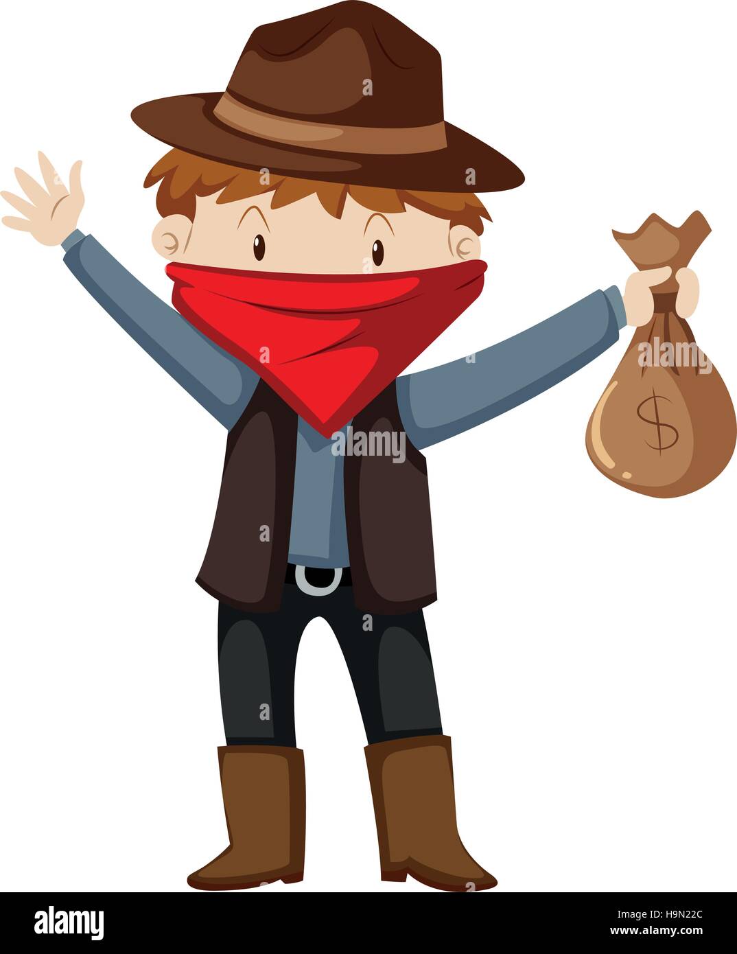 Robber with money bag illustration Stock Vector