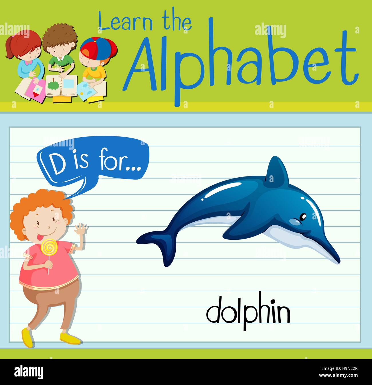 Flashcard letter D is for dolphin illustration Stock Vector Image & Art ...