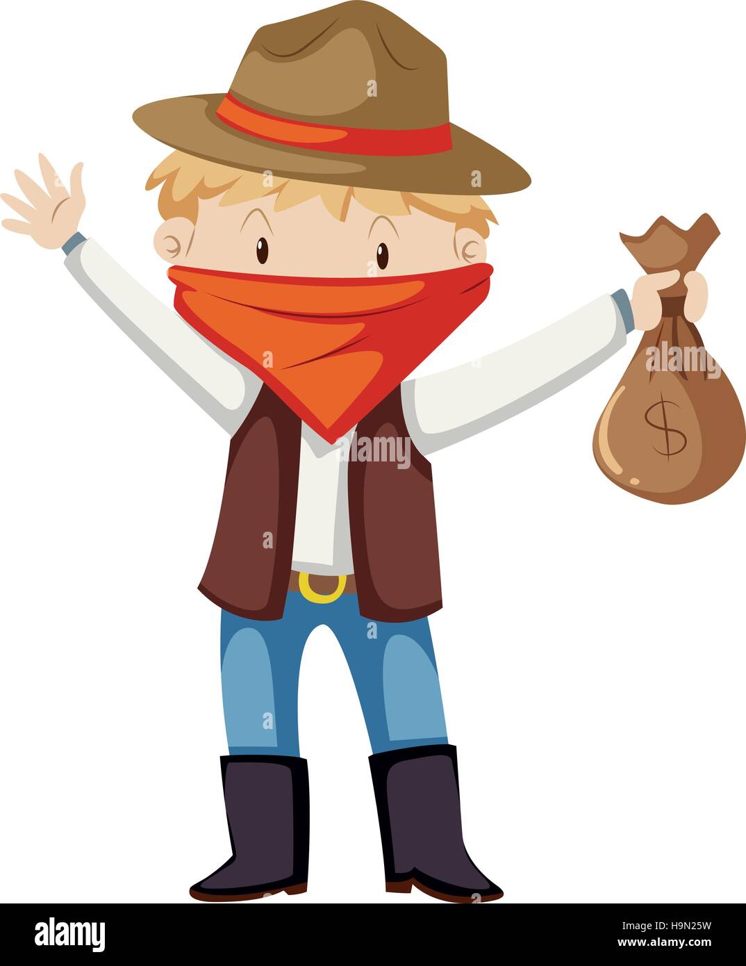Kid in robber costume illustration Stock Vector