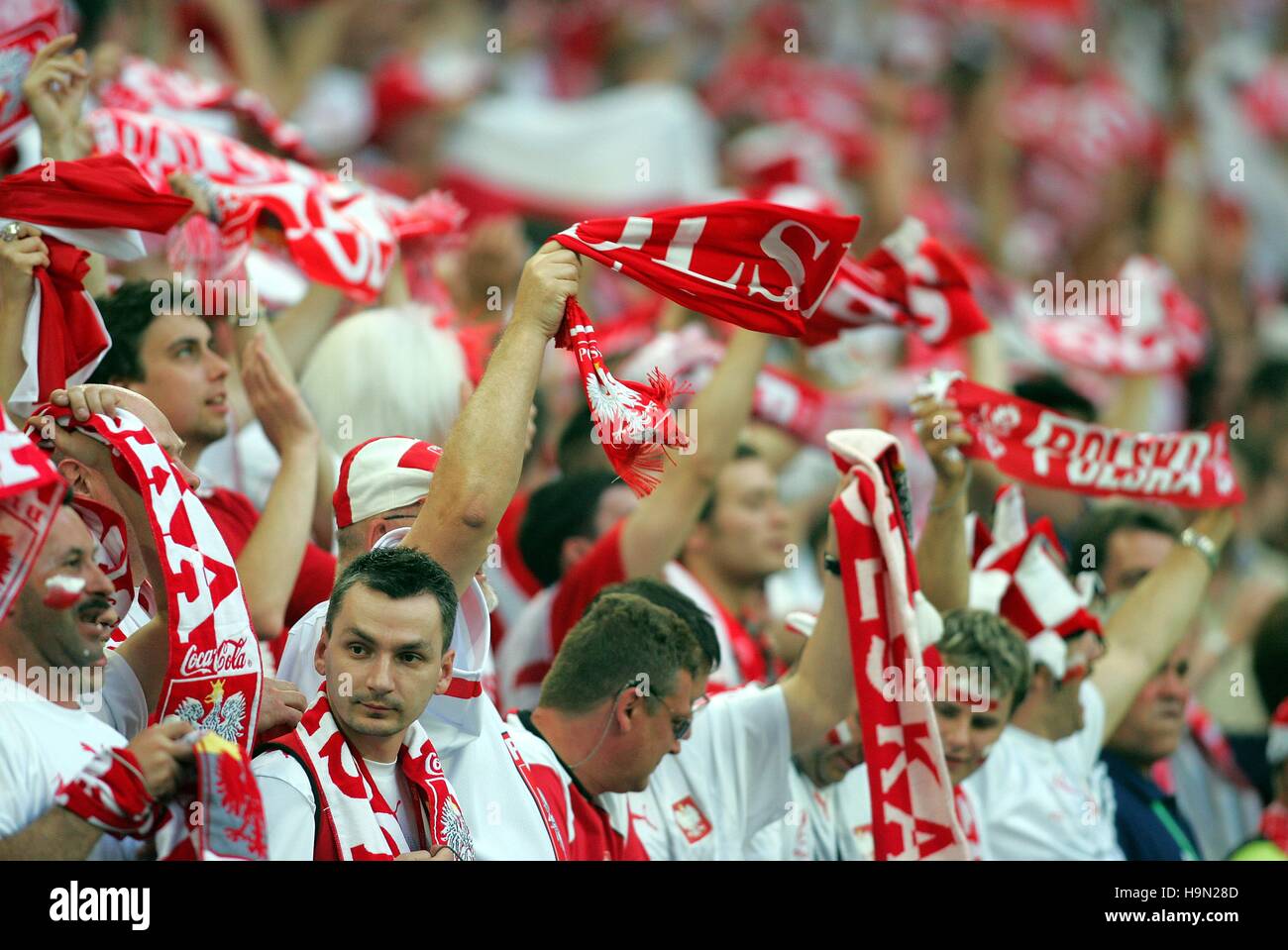 POLISH FANS POLAND V ECUADOR WORLD CUP GELSENKIRCHEN GERMANY 09 June