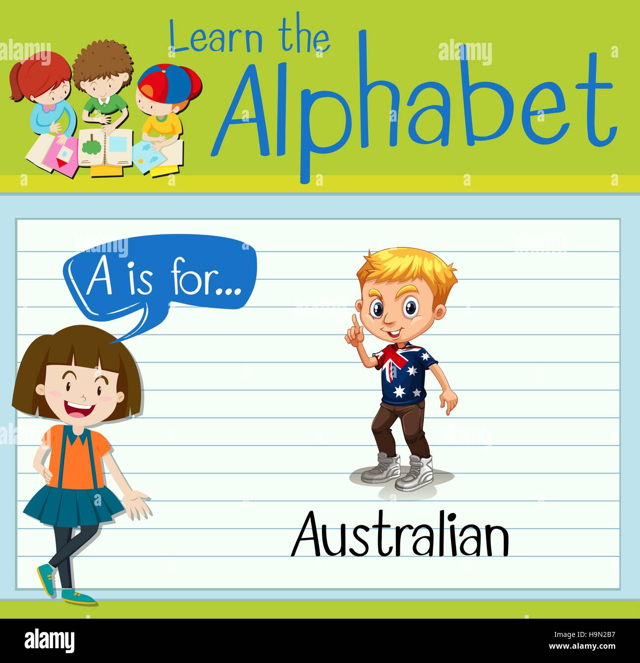 Flashcard letter A is for Australian illustration Stock Vector Image ...