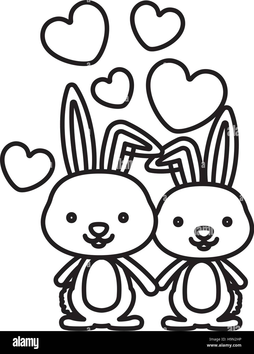 Rabbit cartoon in love icon. Animal cute adorable creature and friendly ...