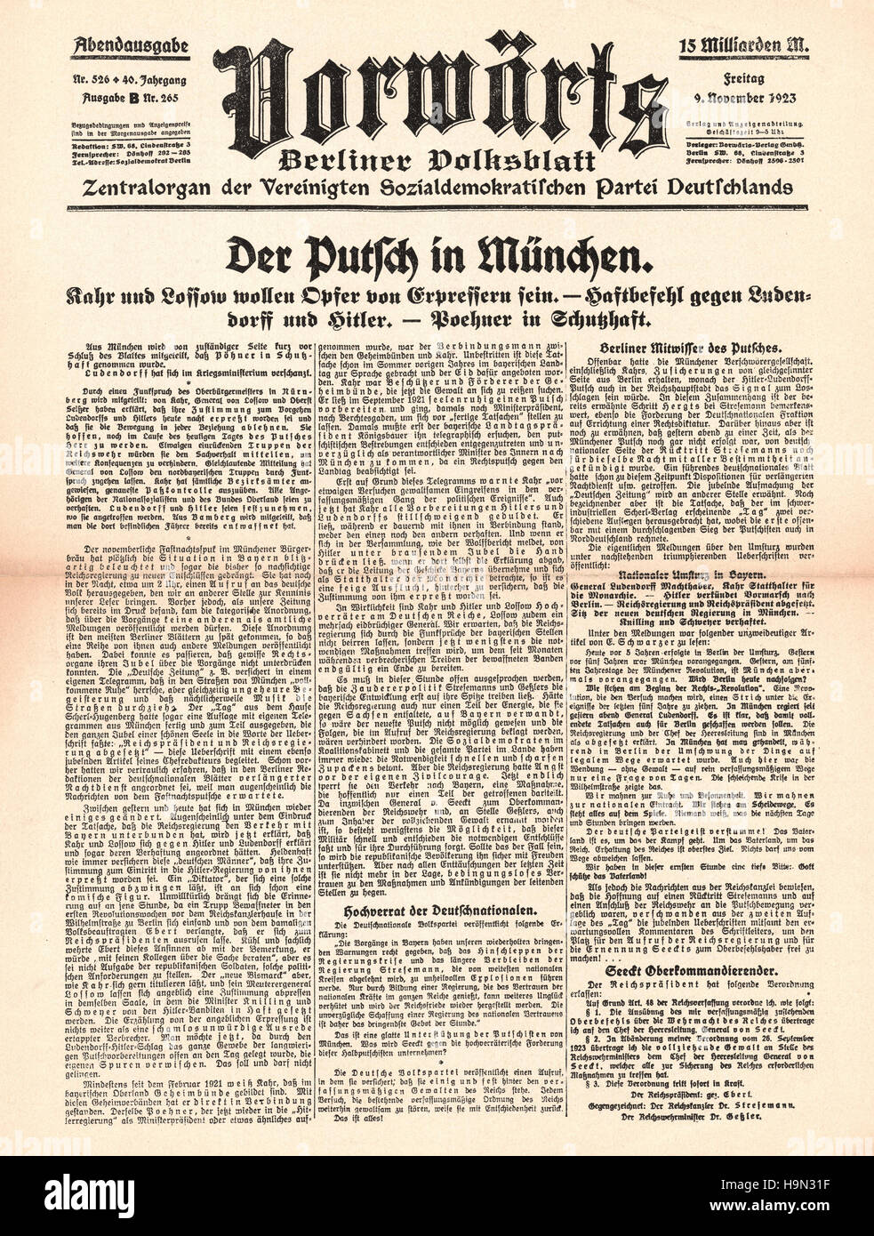 1923 Vorwärts Revolution in Bavaria Stock Photo