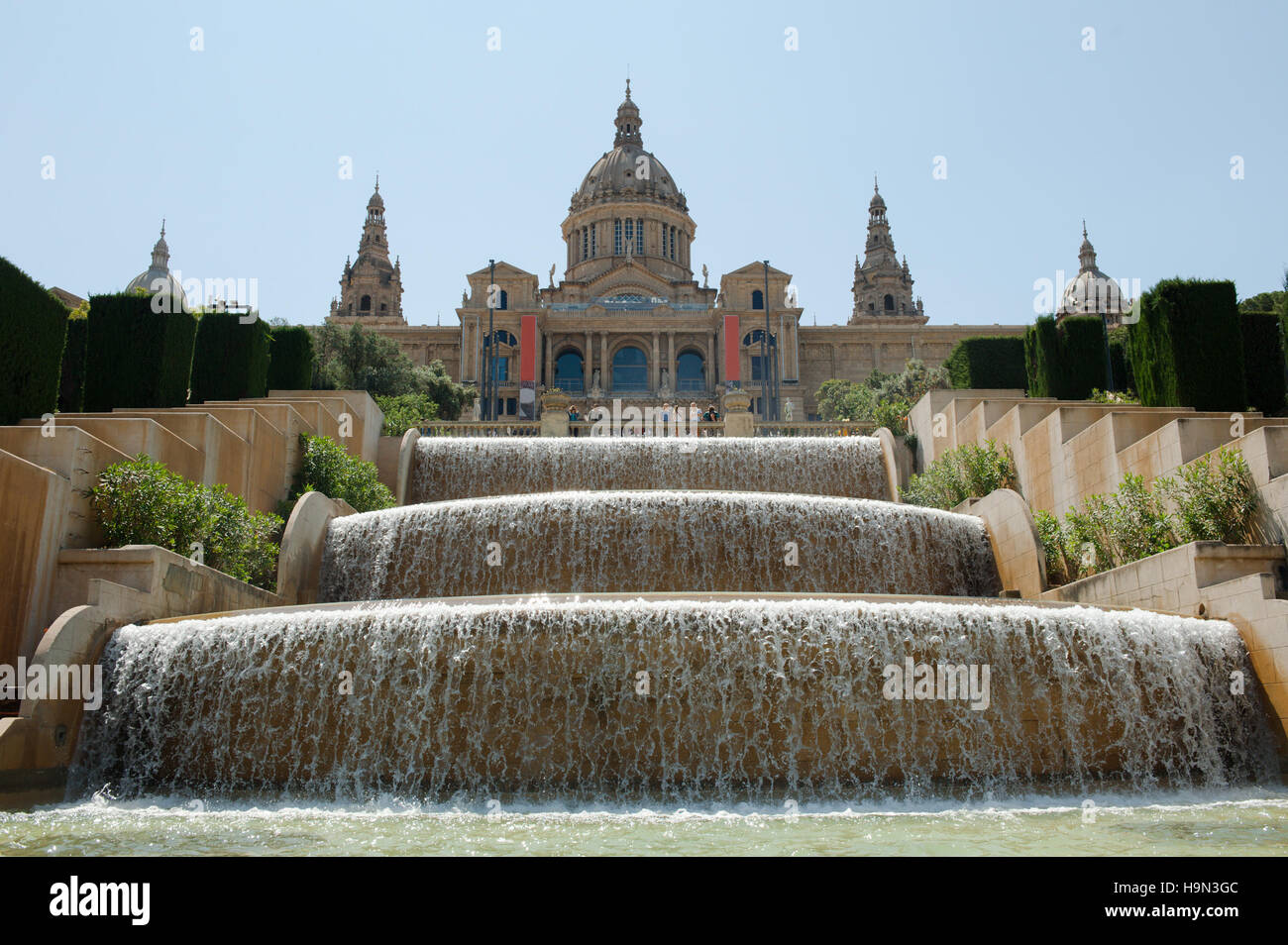 Barcelona, Spain National Art Museum of Catalonia and fountain near