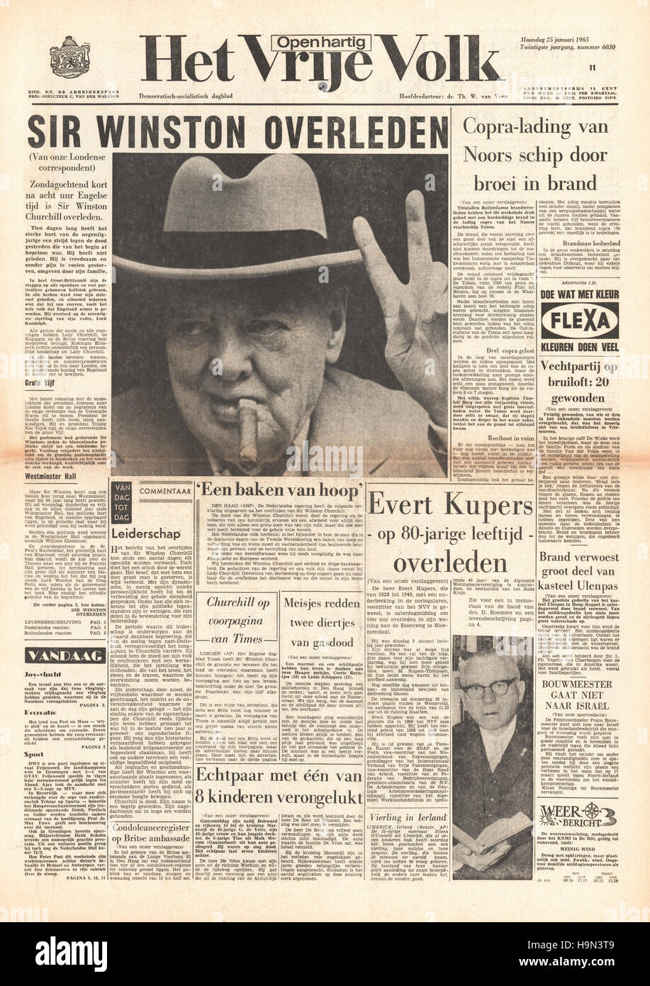 1965 Het Vrige Volk (Holland) Death of Sir Winston Churchill Stock Photo