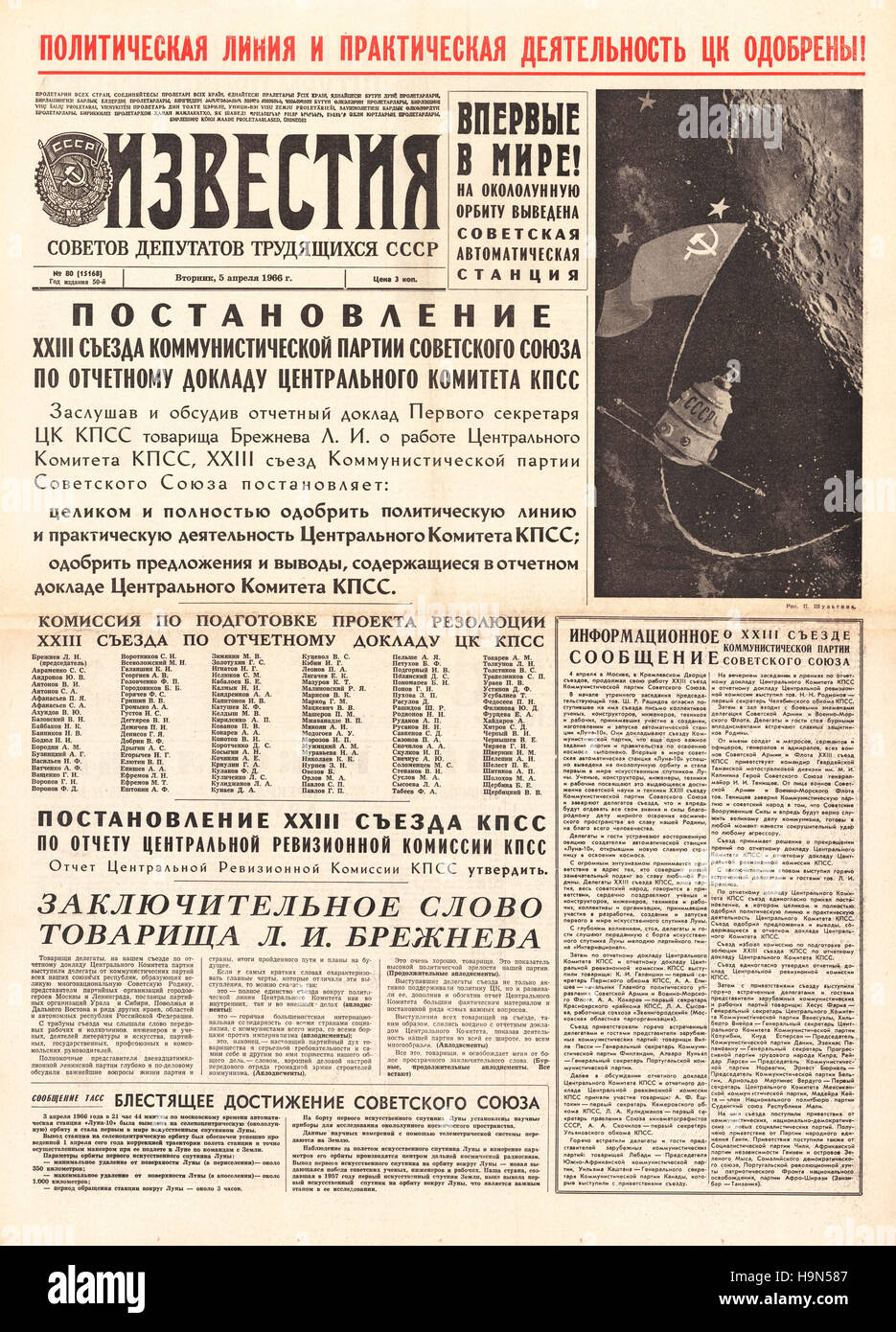 1966-izvestia-first-satellite-russian-luna-10-orbits-the-moon-H9N587.jpg