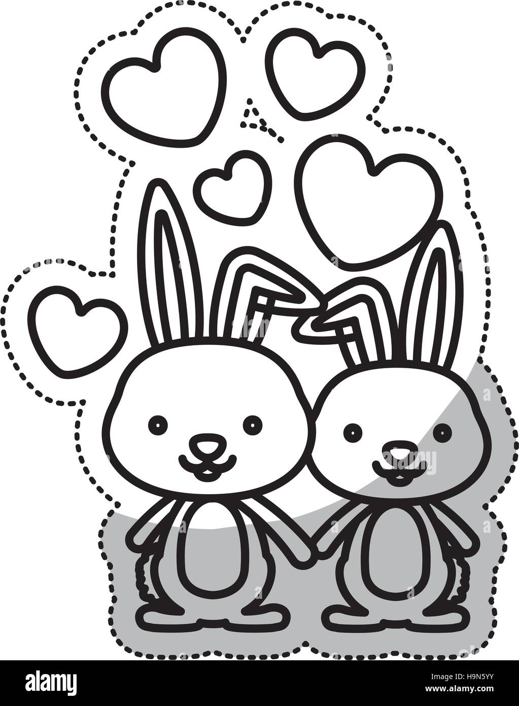 Rabbit cartoon in love icon. Animal cute adorable creature and friendly ...