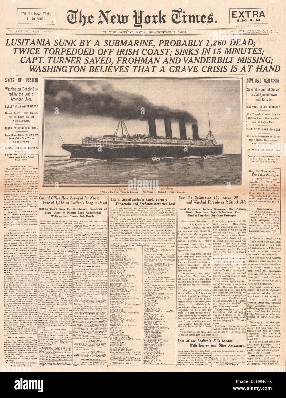 New 11x14 World War I Photo German Submarine U20 which Sank the LUSITANIA