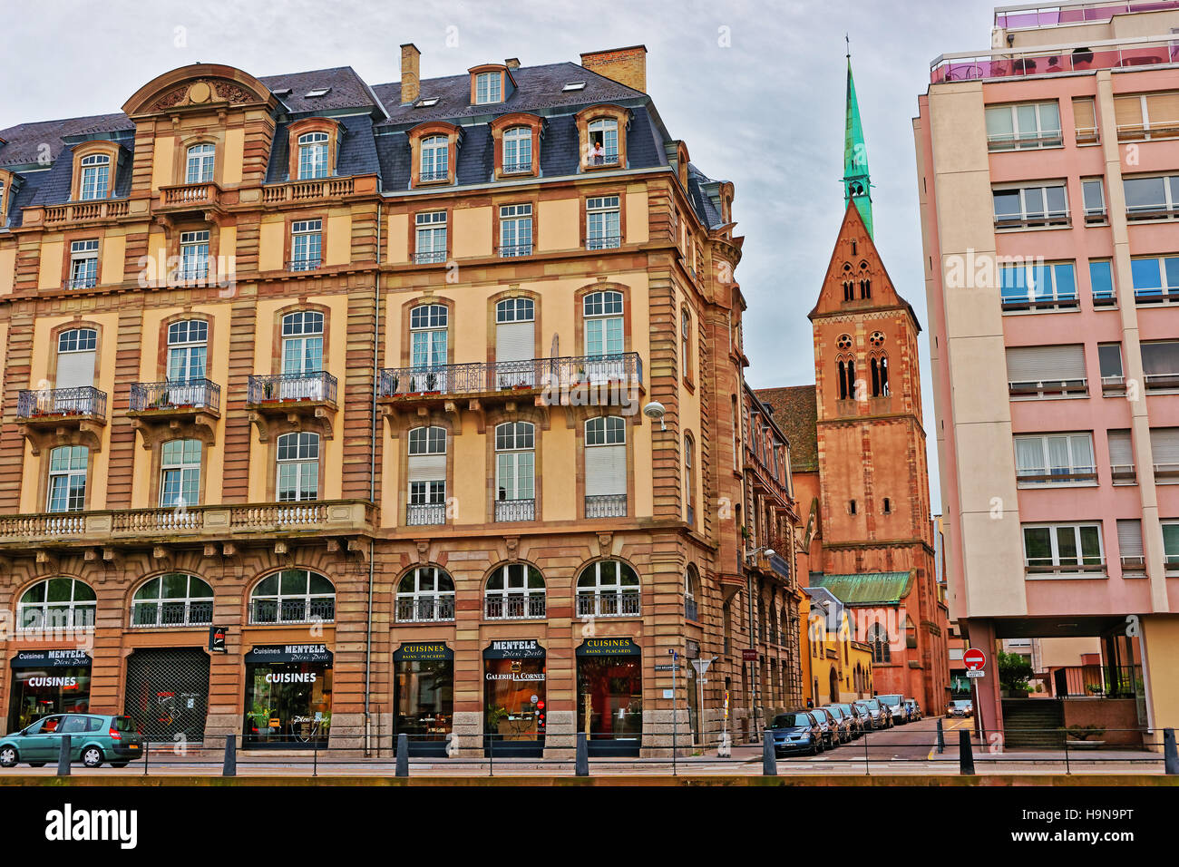 Strasbourg, France - April 30, 2012: Young Saint Peter Church, or Saint-Pierre-le-Jeune Protestant Church at Quai Kellermann Quay in the city center o Stock Photo