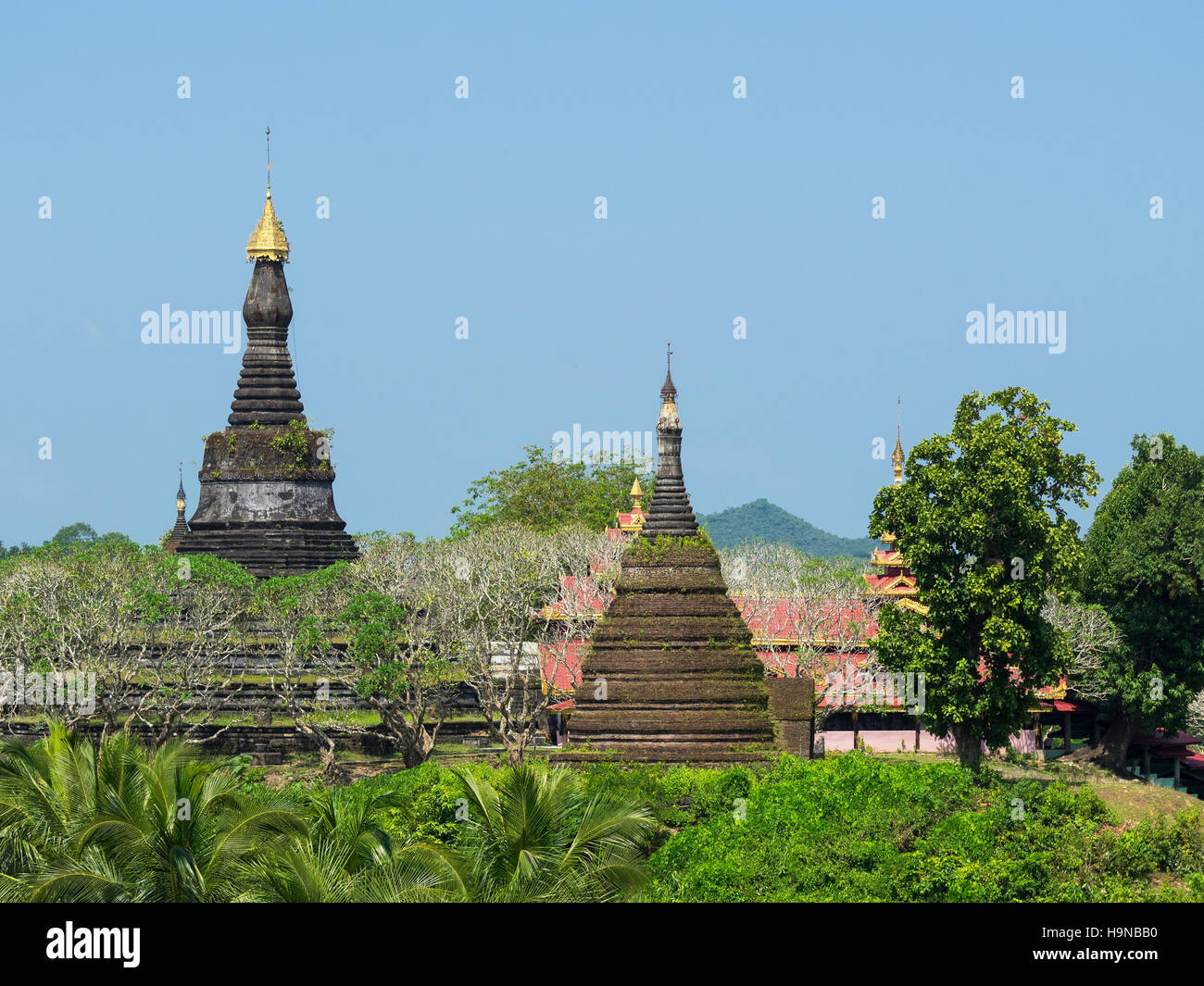 The Zina Man Aung Pagoda in Mrauk U, the Rakhine State of Myanmar. Stock Photo