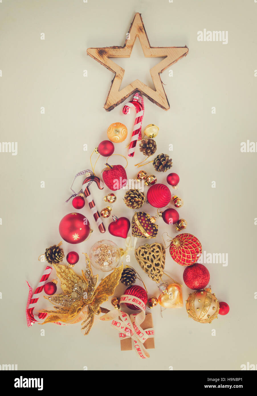 Christmas tree in red and gold Stock Photo - Alamy